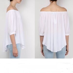 SMYTHE Gypset Blouse Top white Off the Shoulder S Tunic